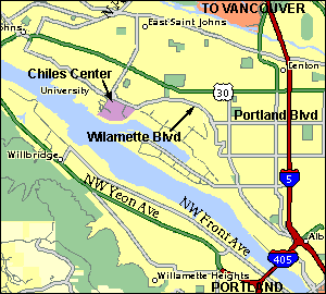 Map to the University of Portland Chiles Center